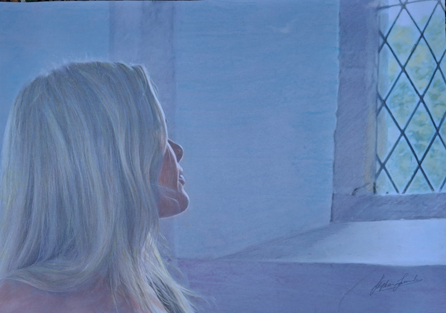 Amelie at the church window