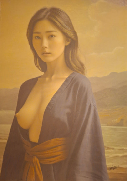 Japanese oil painting, semi-nude study.