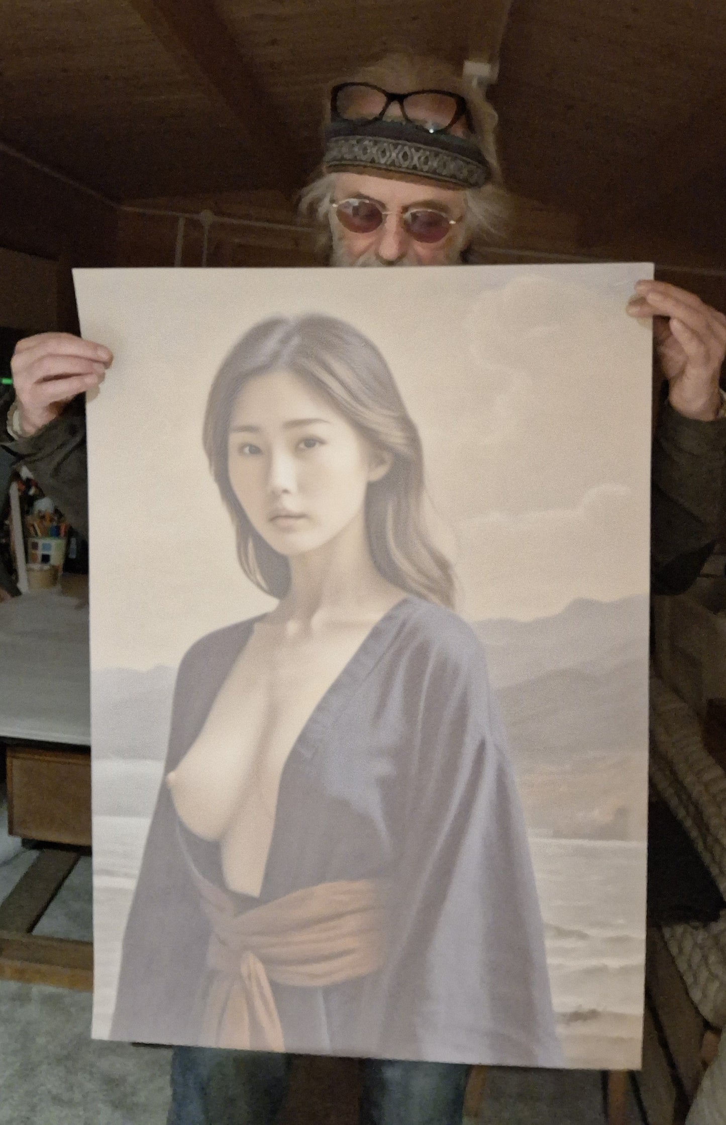 Japanese oil painting, semi-nude study.