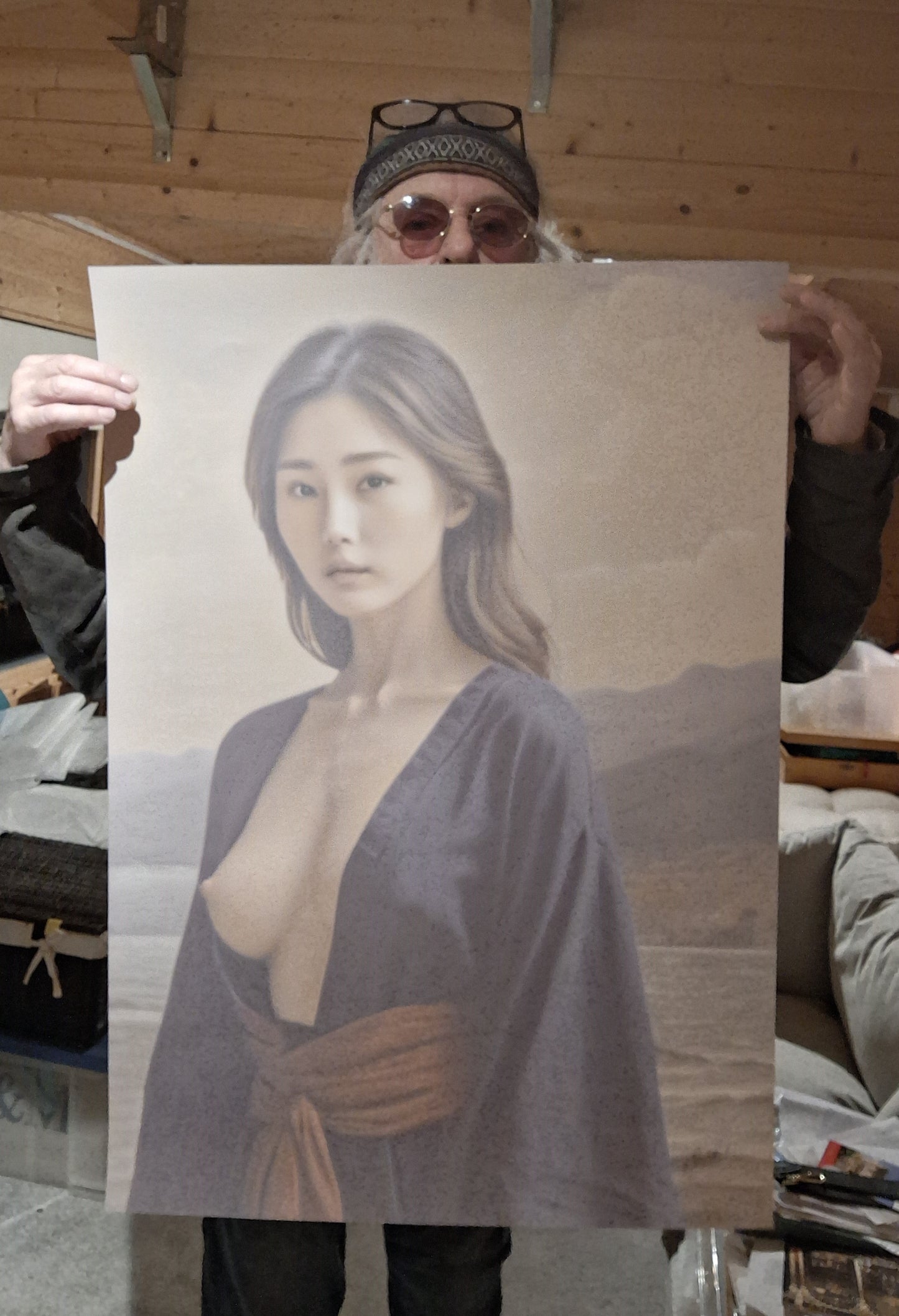 Japanese oil painting, semi-nude study.